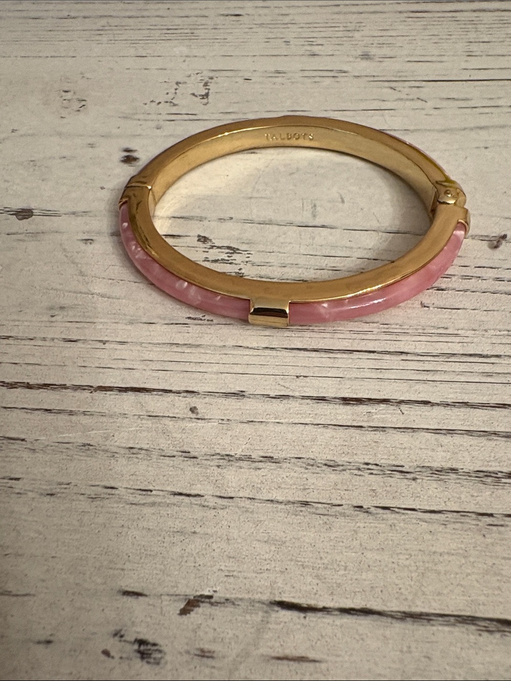 Talbots Pink  and Gold-Tone Hinged Bangle Bracelet - Picture 10 of 10